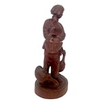 Chinesische Rosenholzschnitzerei, Holzschnitzfigur, Gänsezucht, Signiert