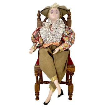 Vintage Sitting Doll porcelain doll, H 35 cm