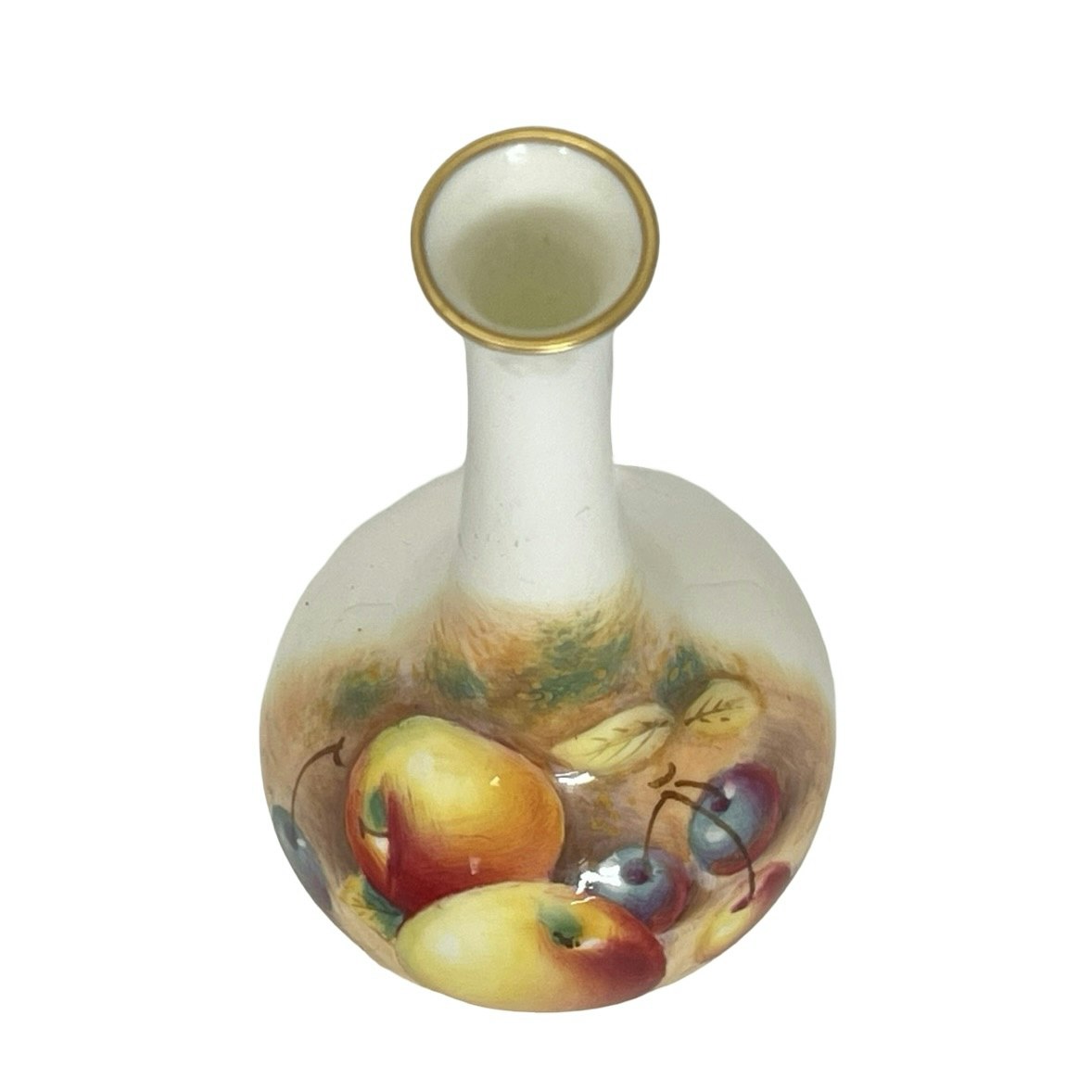 Royal Worcester Liten Vas Dekorerad Frukt av Ricketts, Signerad, England