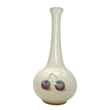 Royal Worcester Mały wazon z dekoracją owocową, Ricketts, sygnowany, Anglia