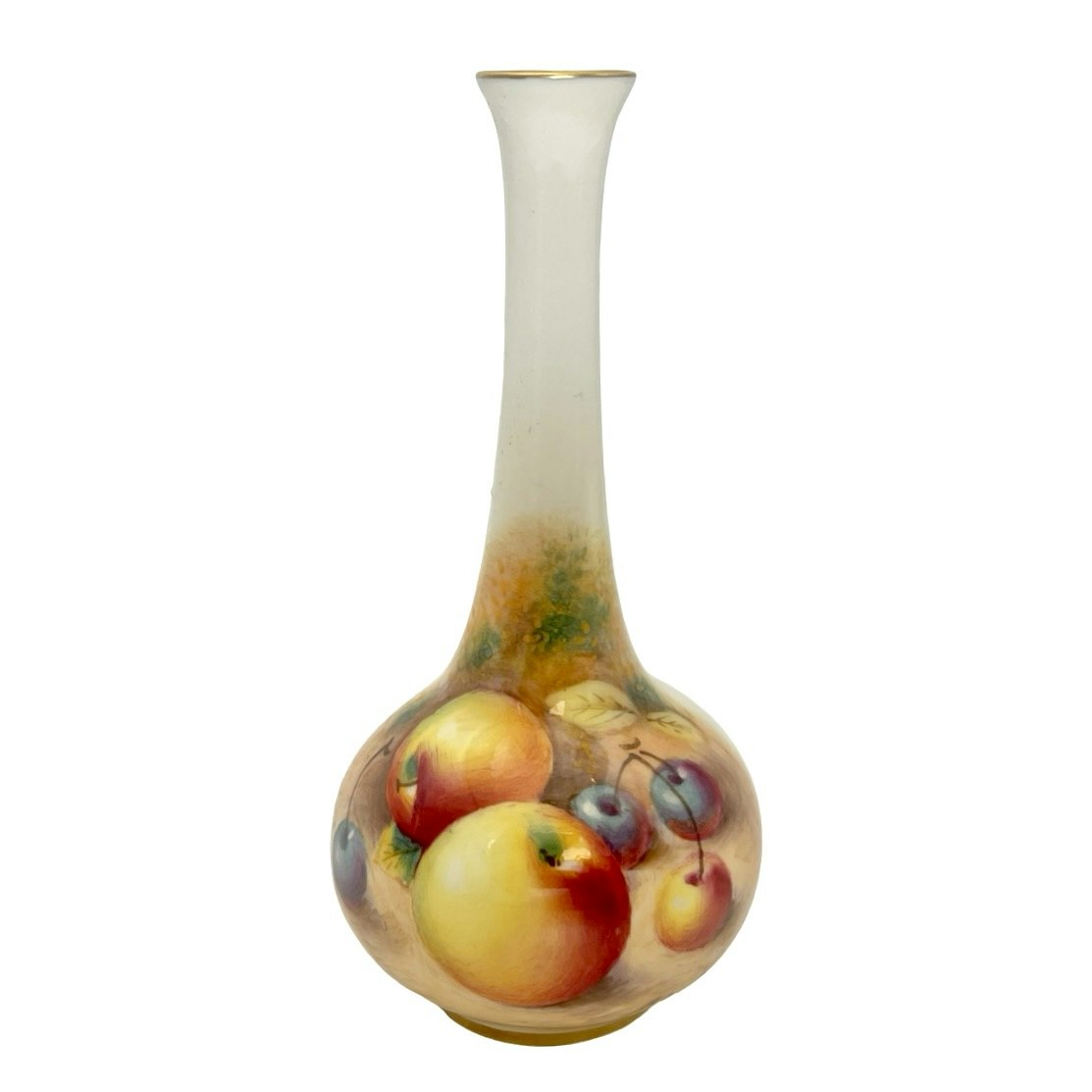 Royal Worcester Liten Vas Dekorerad Frukt av Ricketts, Signerad, England