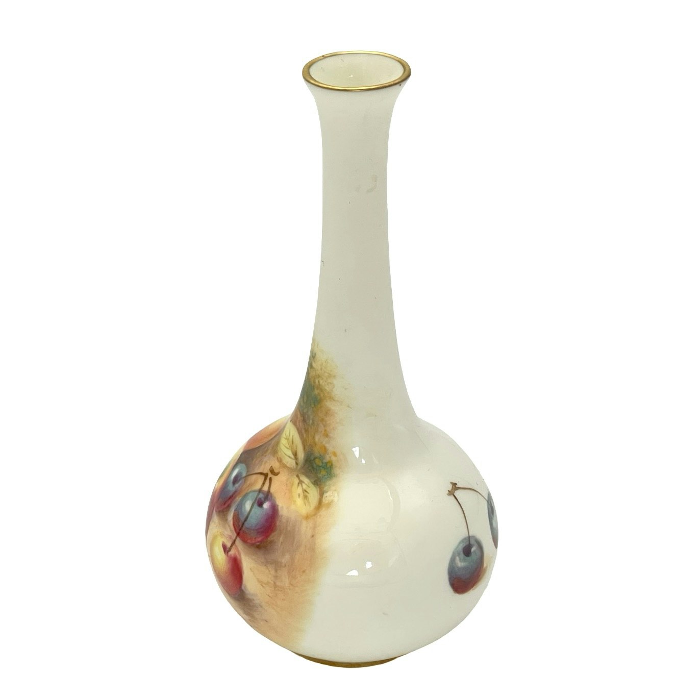 Royal Worcester Liten Vas Dekorerad Frukt av Ricketts, Signerad, England
