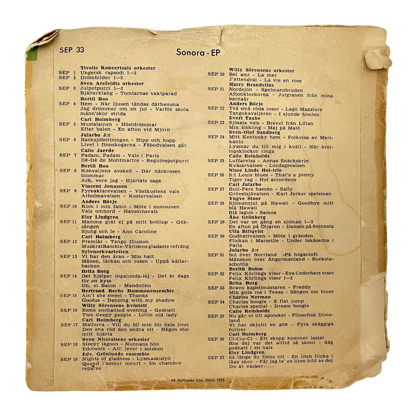 Brita Borg - Bravo kapellmästaren, EP Vinyl med autografer