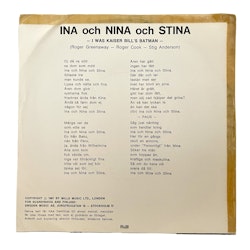 Sonja Stjernquist – Ina Och Nina Och Stina, Vinyl EP