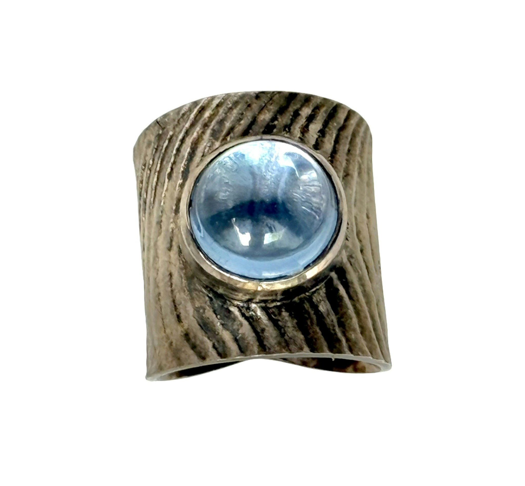 Vintage silver ring med cabochonslipad blå sten