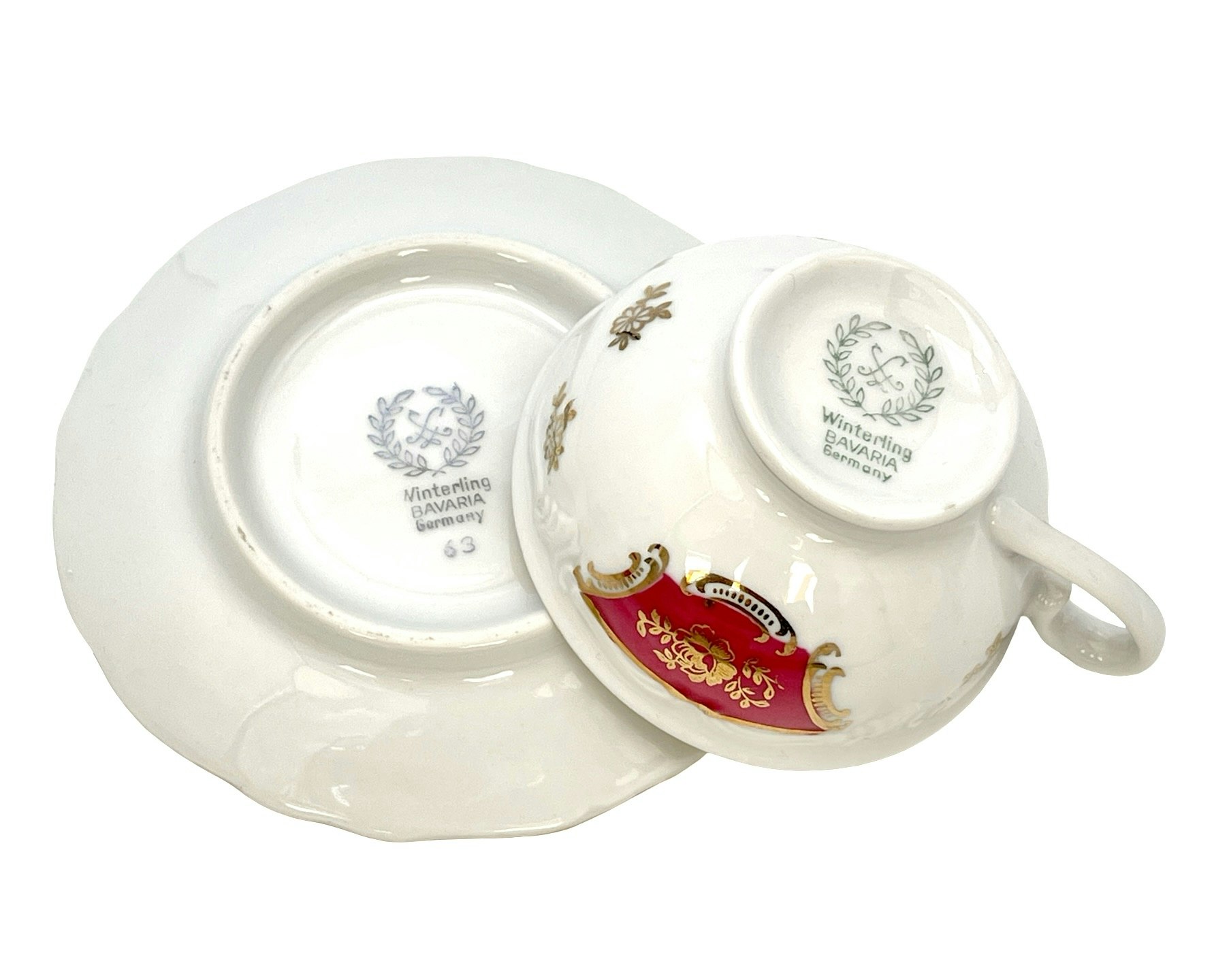6 st. Vintage Winterling Bavaria, Porslin kaffekoppar med fat