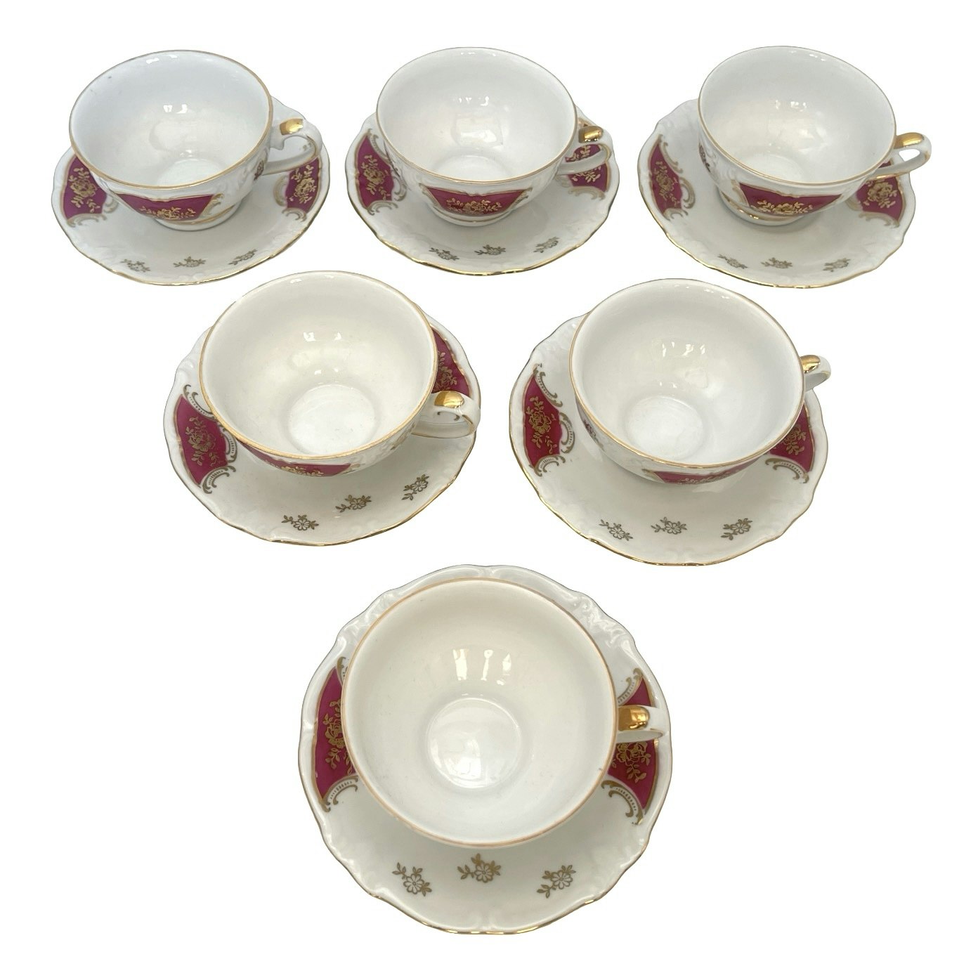 6 st. Vintage Winterling Bavaria, Porslin kaffekoppar med fat
