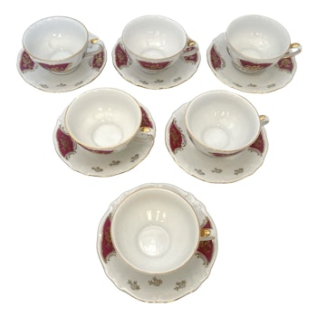 6 szt. Vintage Winterling Bavaria, porcelanowe filiżanki do kawy ze spodkami