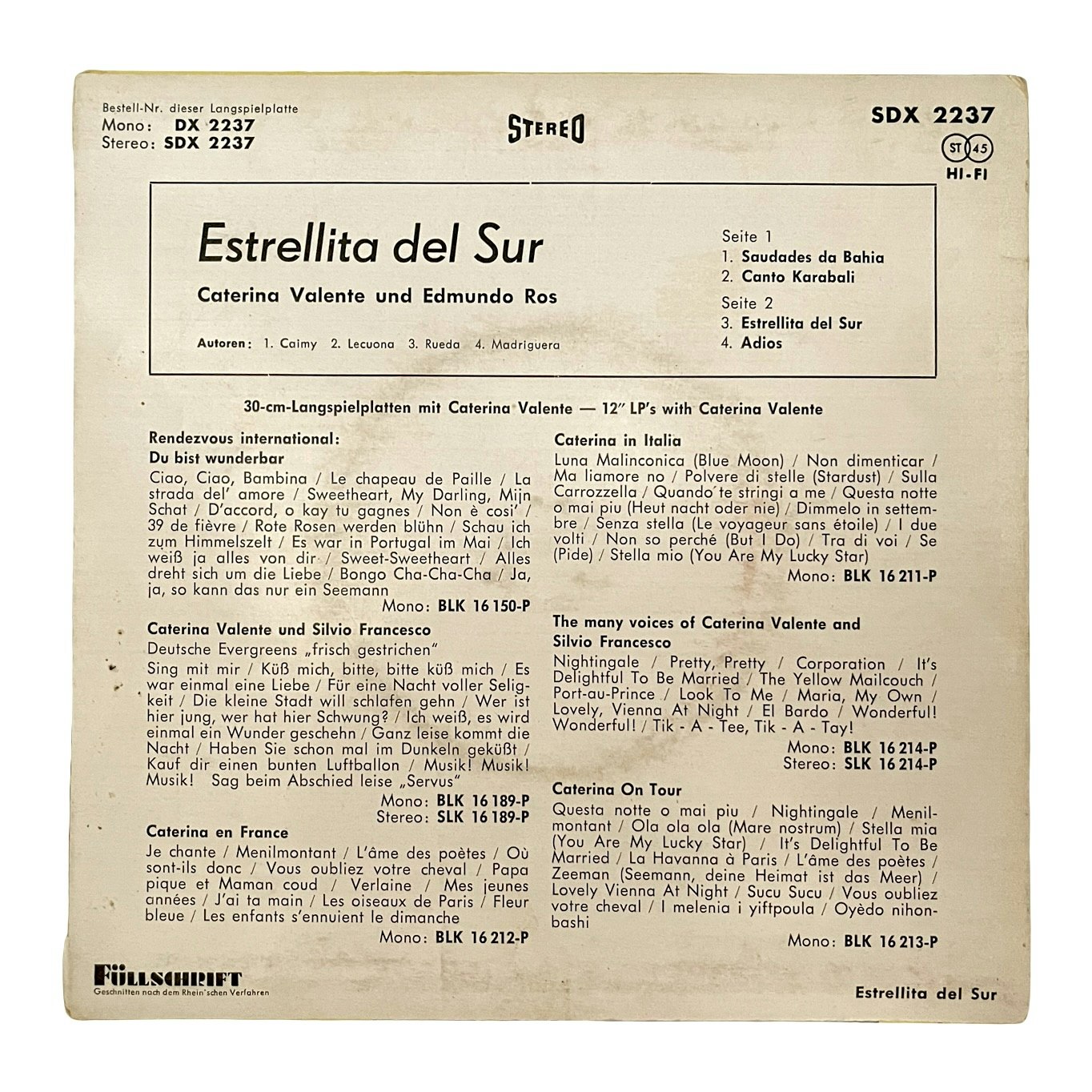 Caterina Valente & Edmundo Ros – Estrellita del Sur, Vinyl