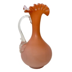 Vaso antico vittoriano in vetro sfumato color albicocca, soffiato a mano
