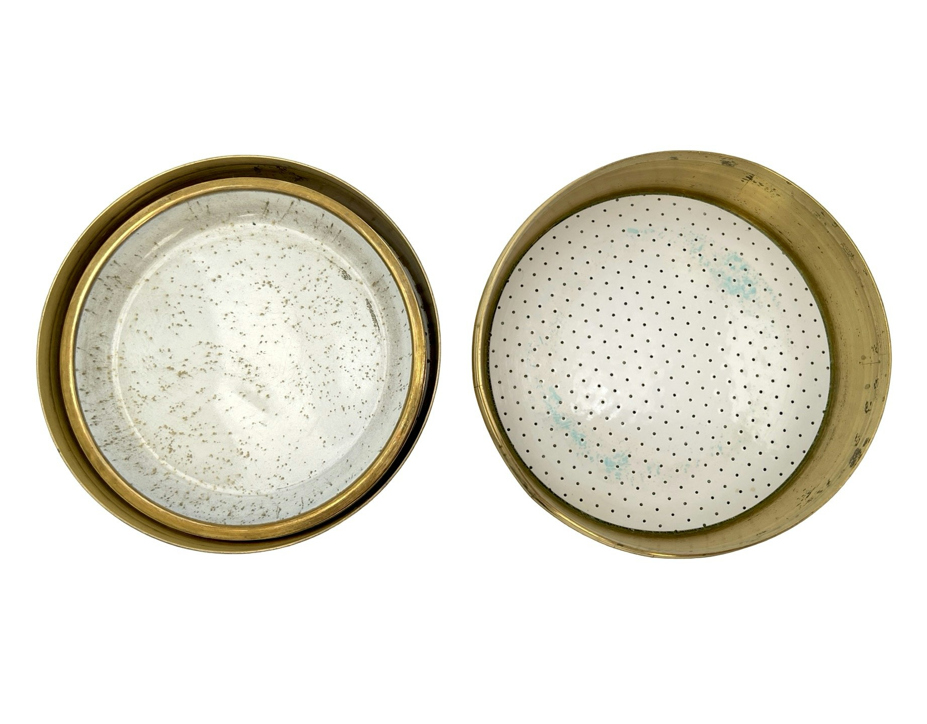 Art Deco GRASOLI - OJS Dosa med 6 st underlägg Mässing och emalj, Schweiz
