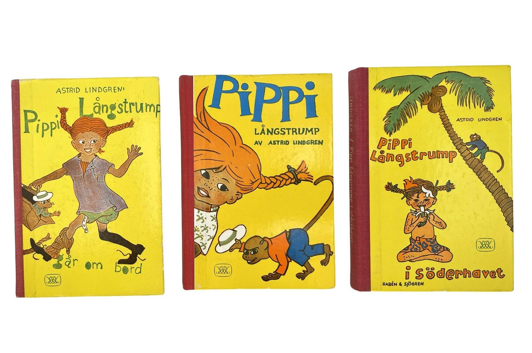 3 BÖCKER - Pippi Långstrump 1969 Astrid Lindgren