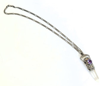 Vintage sterling silver 925 necklace with Amethyst & Rock Crystal