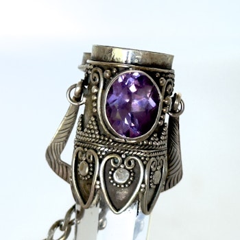Vintage sterling silver 925 necklace with Amethyst & Rock Crystal