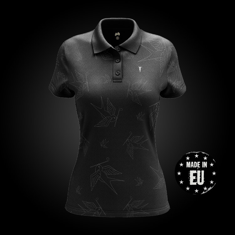 GOLF LOGO "BIRDIE" PIKÉ SVART DAM