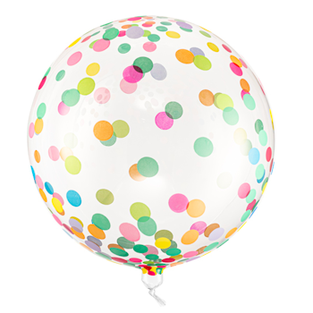 Heliumfylld ballong - Klar ballong med färglada prickar 40 cm