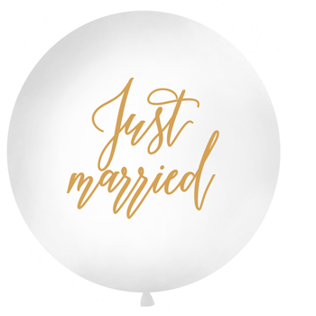 Heliumfylld Jätteballong - Just married med guld