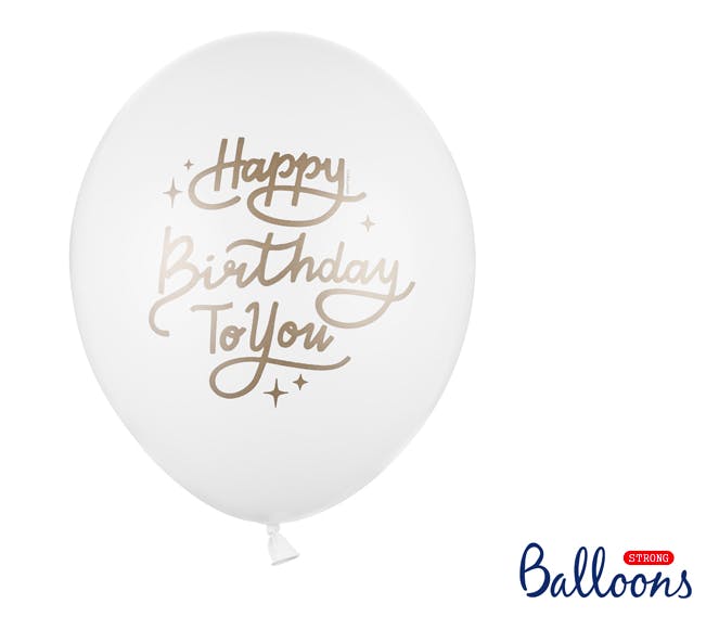 Heliumfylld ballong - Happy Birthday vit
