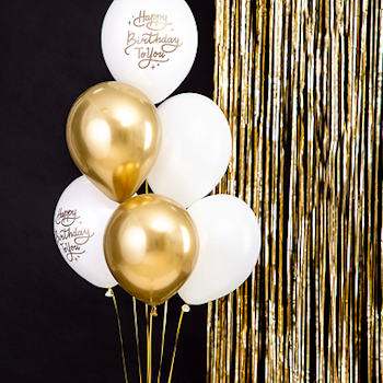 Heliumfylld ballong - Happy Birthday vit