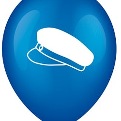 Heliumballong blå med vit studenthatt
