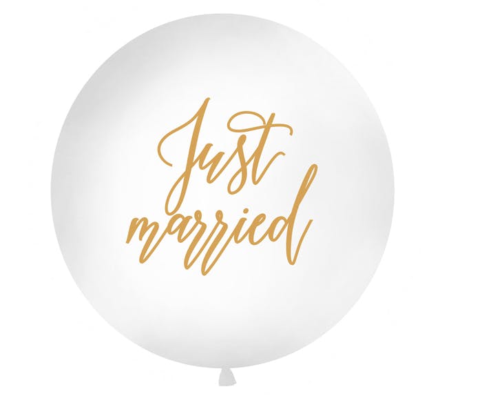 Jätteballong - Just married med guld