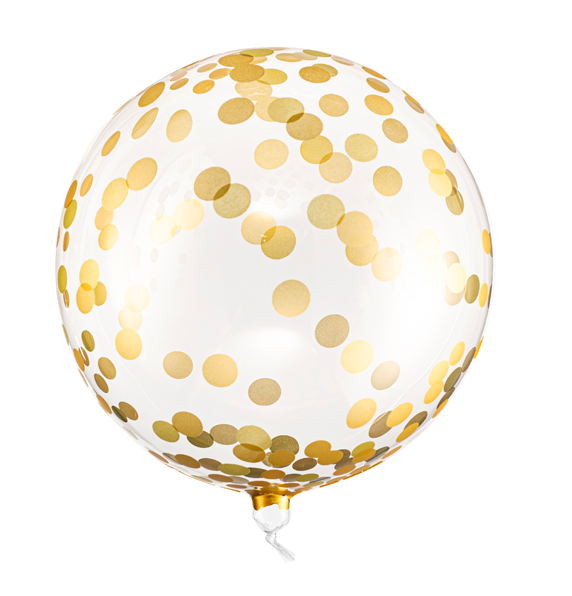 Stor ballong -  Guldprickar & genomskinlig 40 cm