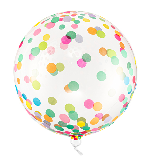 Stor ballong - Färglada prickar & genomskinlig 40 cm - PoshParty