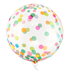 Stor ballong -  Färglada prickar & genomskinlig 40 cm