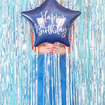 Folieballong - Happy Birthday stjärna blå