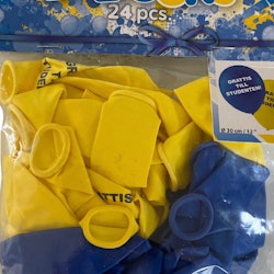 Studentballong Blå och gul - 24-pack
