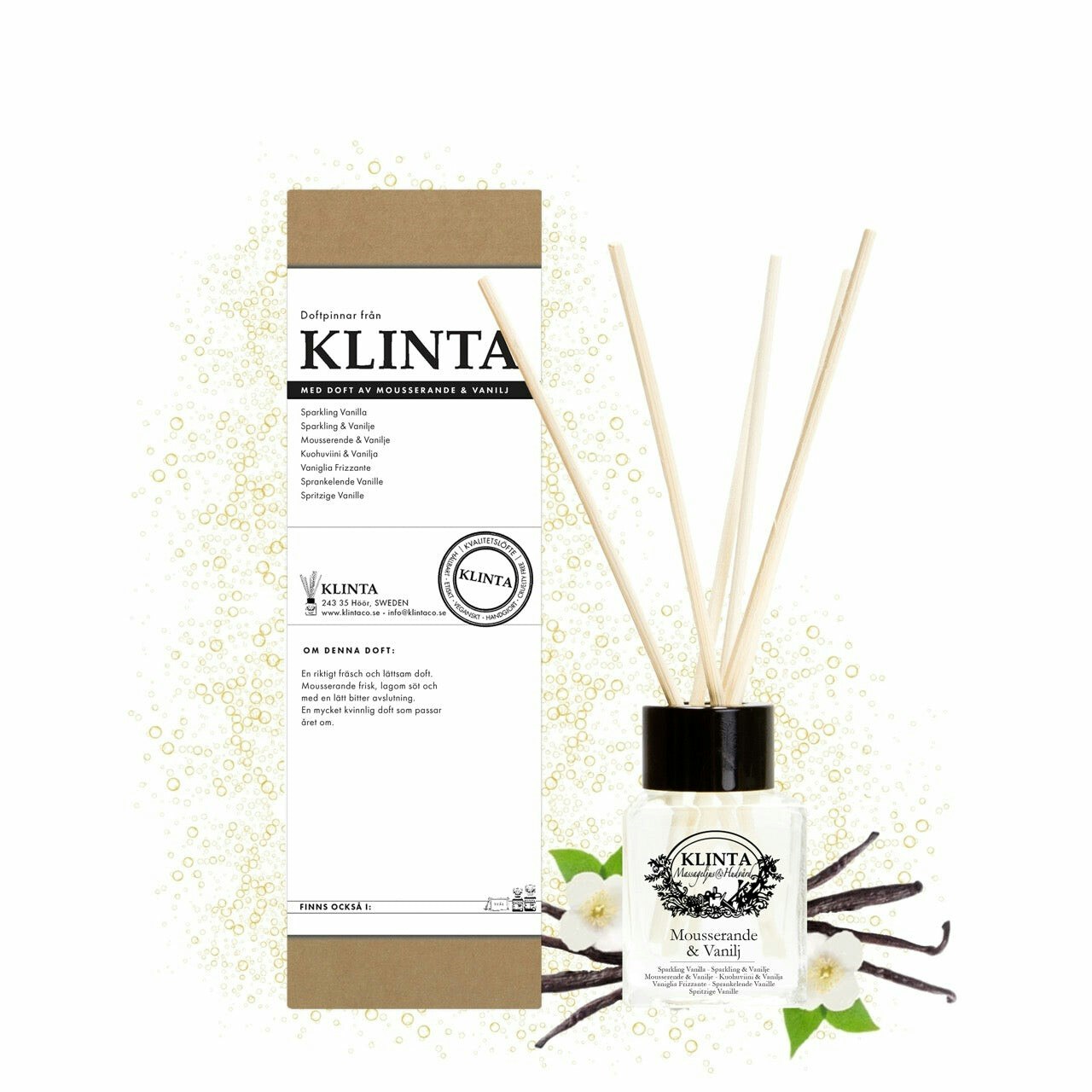 Klinta Doftpinnar Mousserande & Vanilj