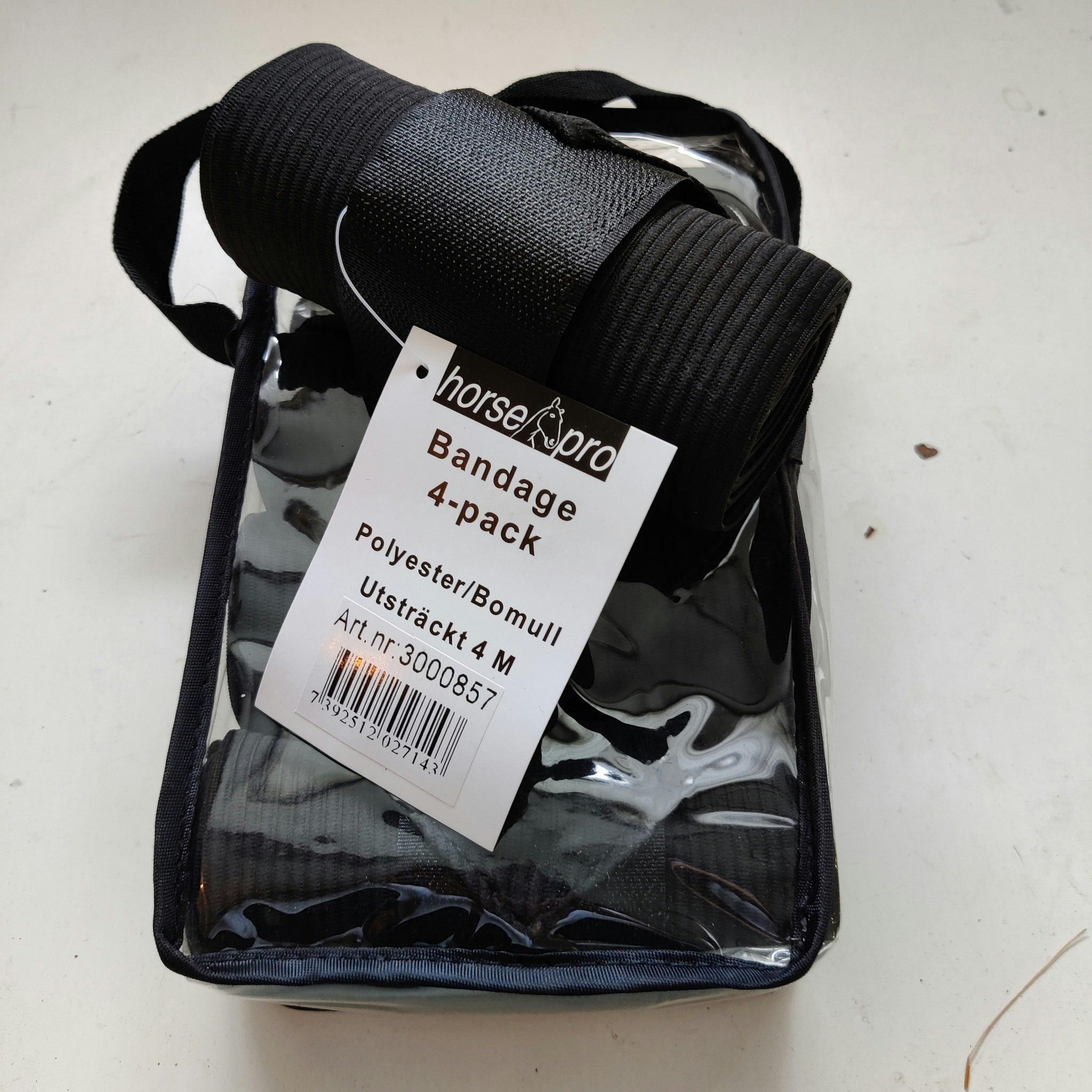 4 st svarta elastiska lindor Horse Pro