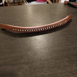 Brunt pannband med rosa foder och bling 37 cm