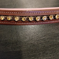 Brunt pannband med rosa foder och bling 37 cm