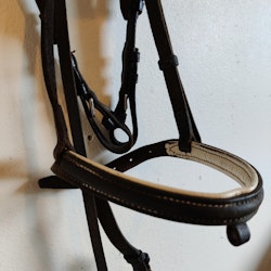 Mörkbrunt träns med vit fodring PONNY