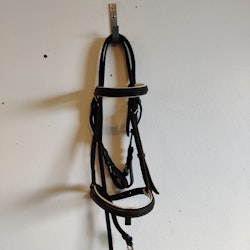 Mörkbrunt träns med vit fodring PONNY