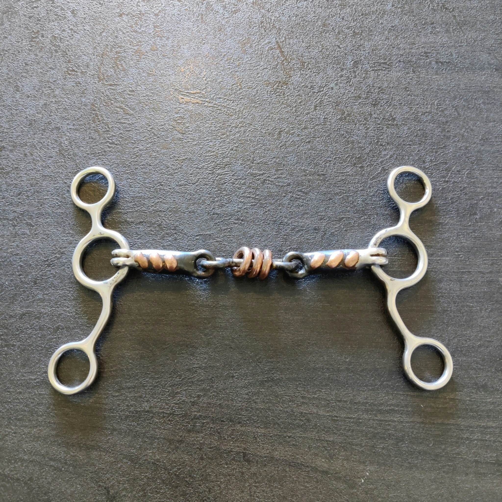 Tredelat sötmalm/kopparrullebett gag 14 cm