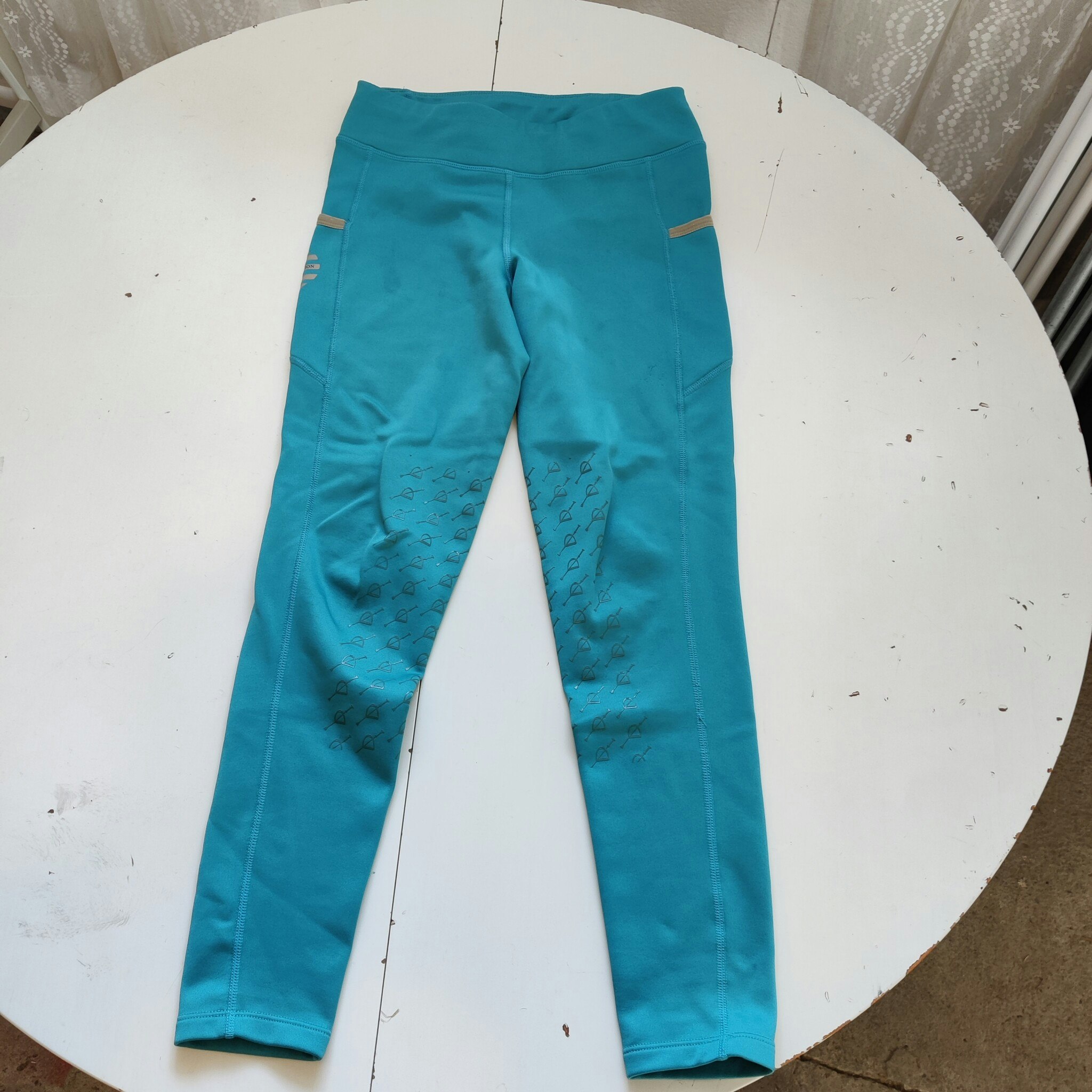 Turkos fodrade ridtights med knägrip 160 cl JH Collection
