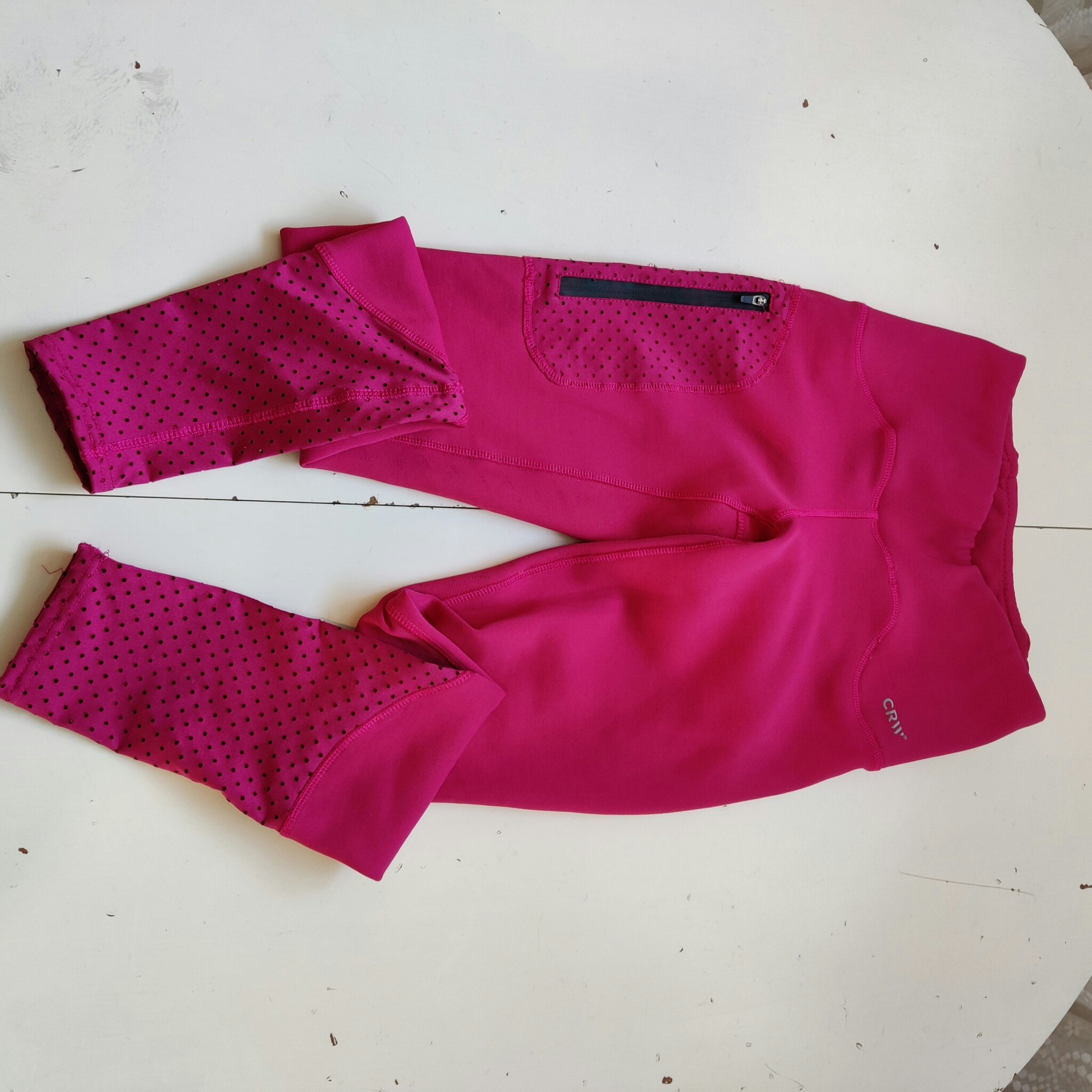 Cerise fodrade ridtights med helgrip XS CRW