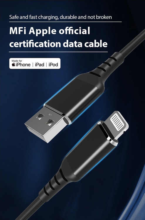 Ladekabel til iPhone/iPad USB-A 18W 3A hurtiglader Mfi sertifisert -  TingtilTing.no