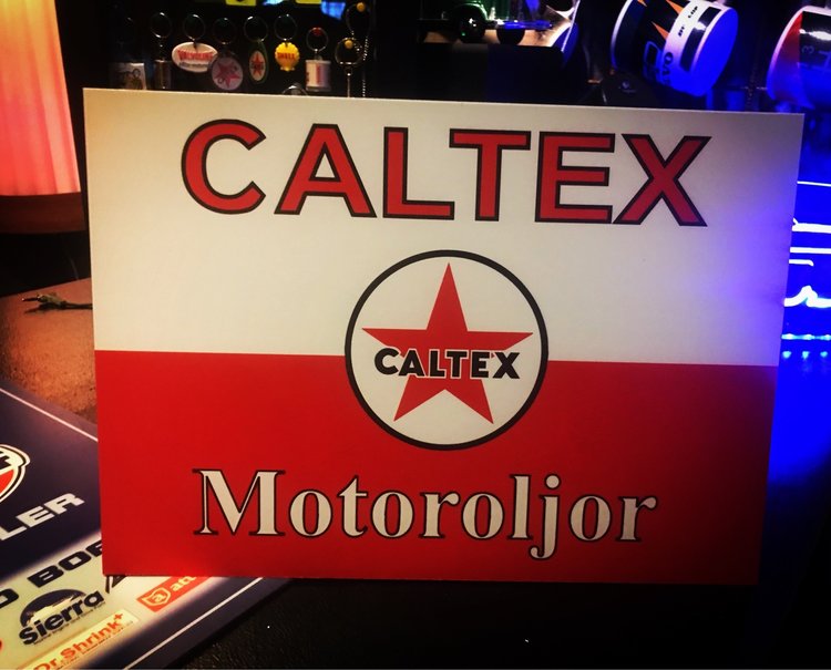 Retro skylt plåt 20x30cm Caltex Motoroljor