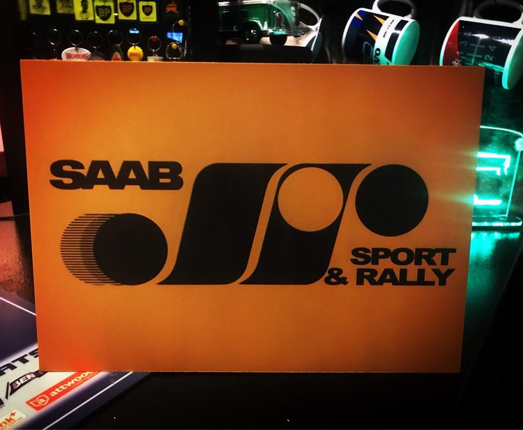 Retro skylt plåt 20x30cm SAAB Sport&Rally