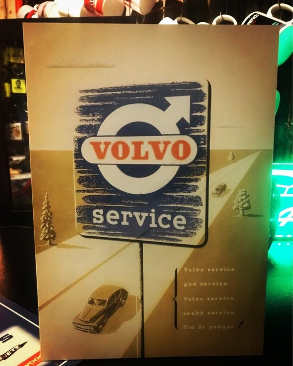 Retro skylt plåt 20x30cm Volvo Service