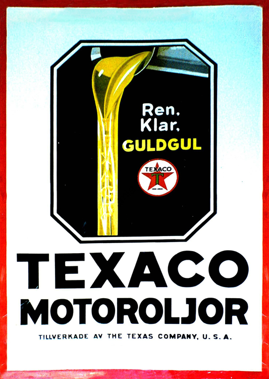Retro skylt plåt 20x30cm Texaco Motoroljor