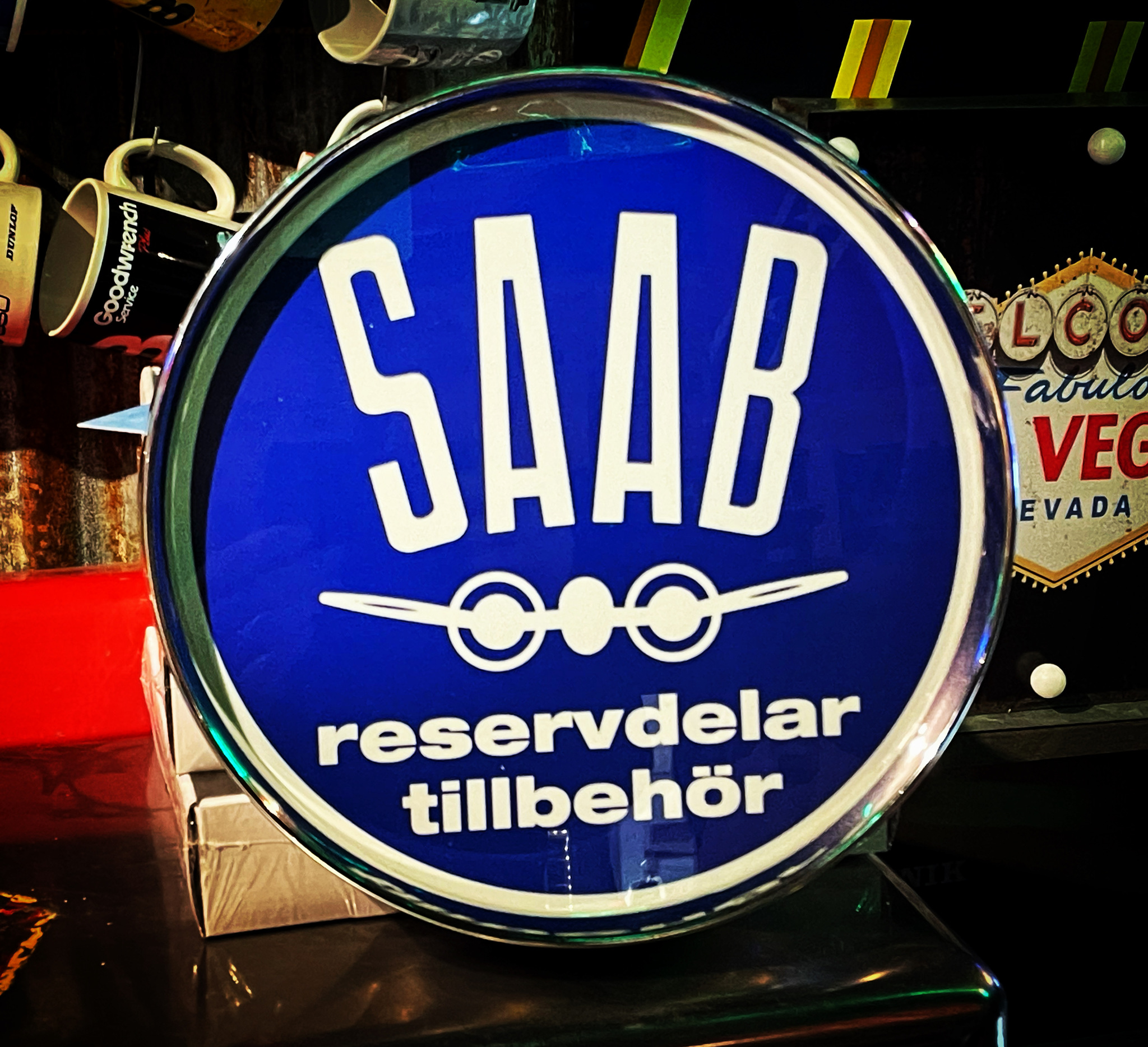 Retro skylt vinyl 30cm SAAB Reservdelar Service