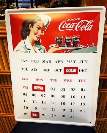 Coca Cola Almanacka Plåtskylt