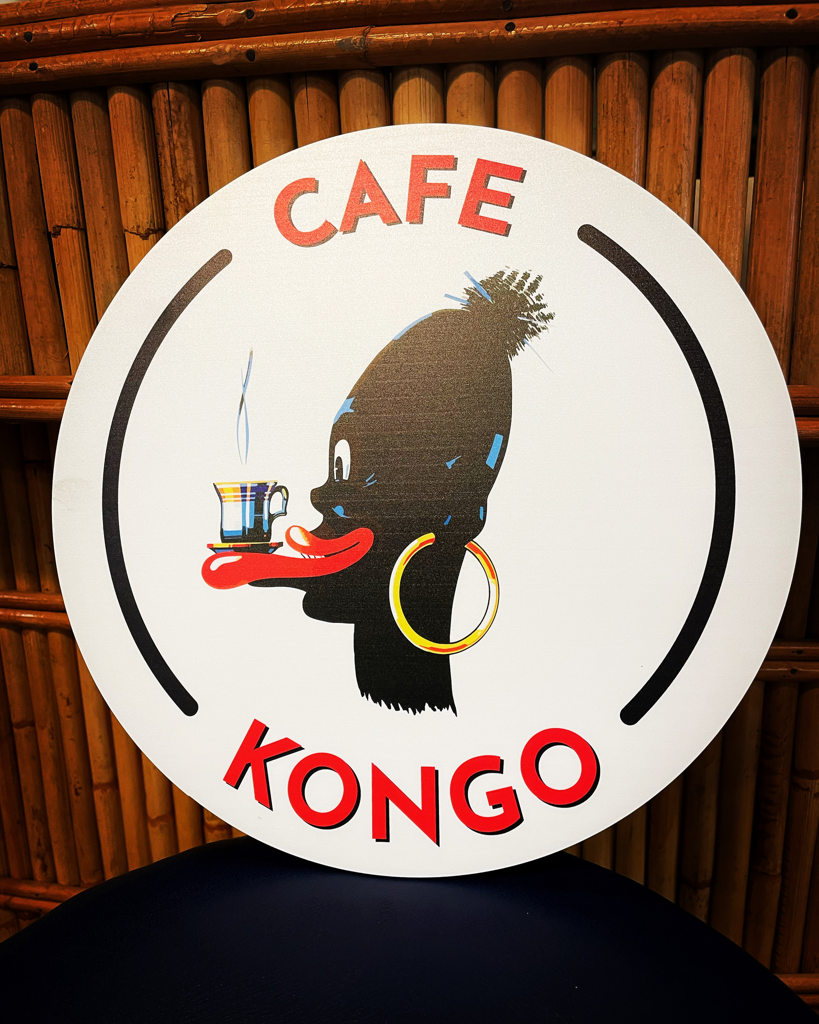 Retro skylt vinyl 30cm café Kongo