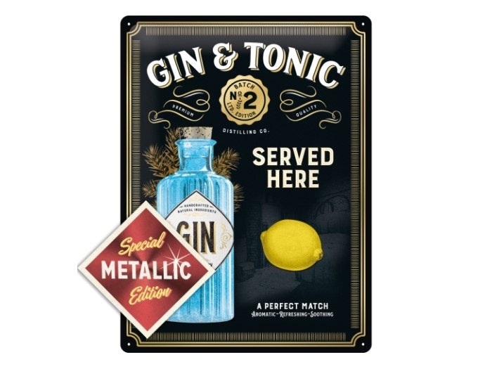 Gin & Tonic "Metallic edition" Plåtskylt