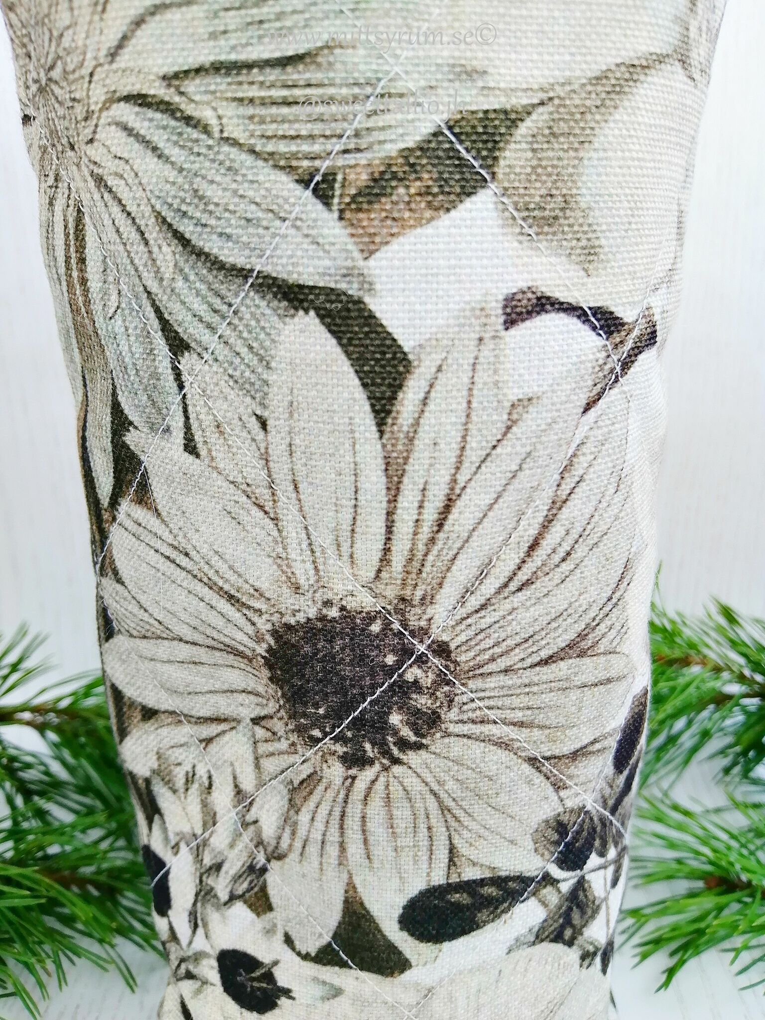 Presentpåse flaska Beige blom