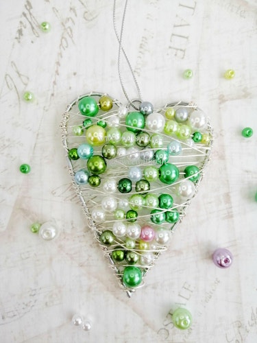 Hjärta Pärlmix Grön